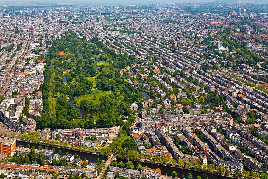 Aerial view of Vondelpark Amsterdam